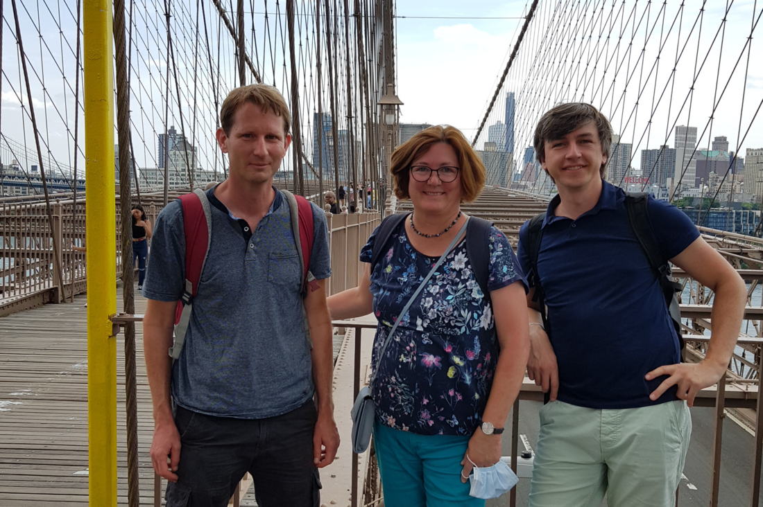 on the Brooklyn Bridge on the Brooklyn Bridge